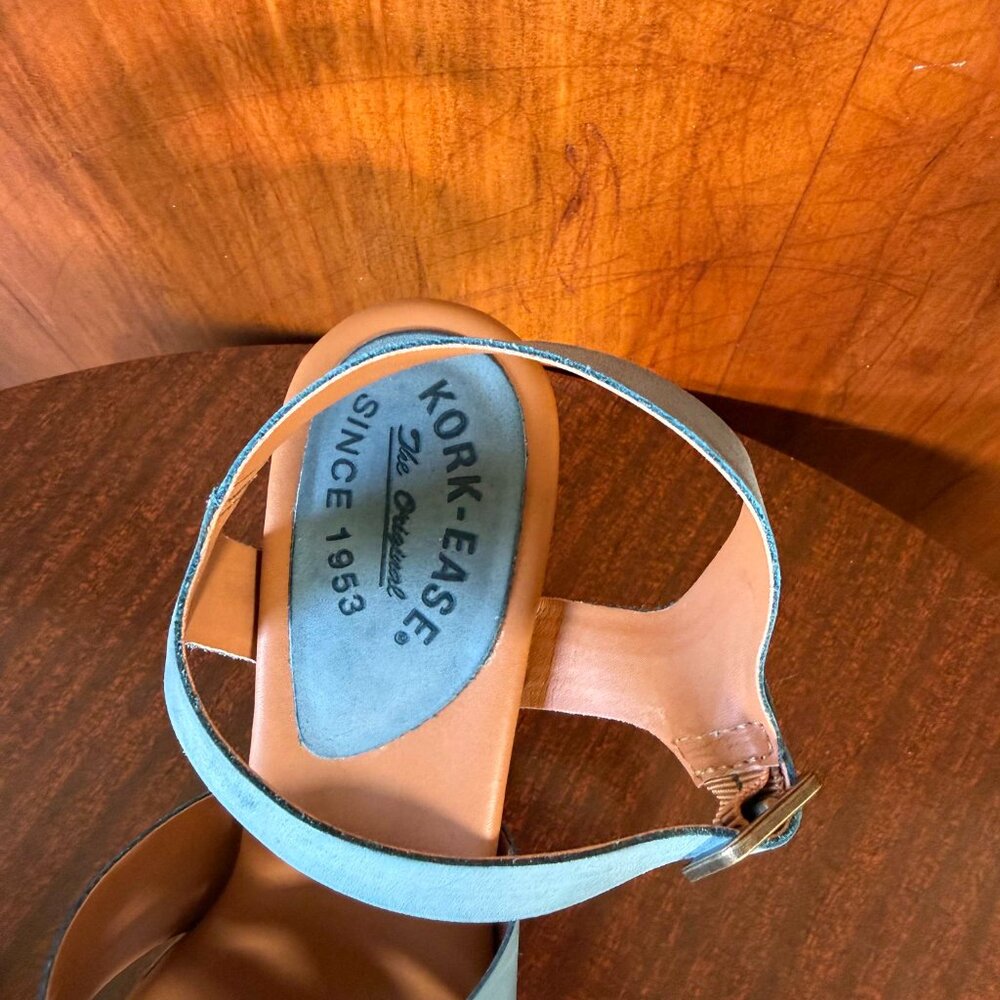 Kork Ease Women Size 10 Hutton Turquoise Leather Ankle Strap Platform Sandals - Picture 4 of 7